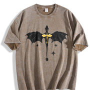 Fourth Wing Basgiath War College Violet Sorrengail vintage washed oversized T-shirt in Brown