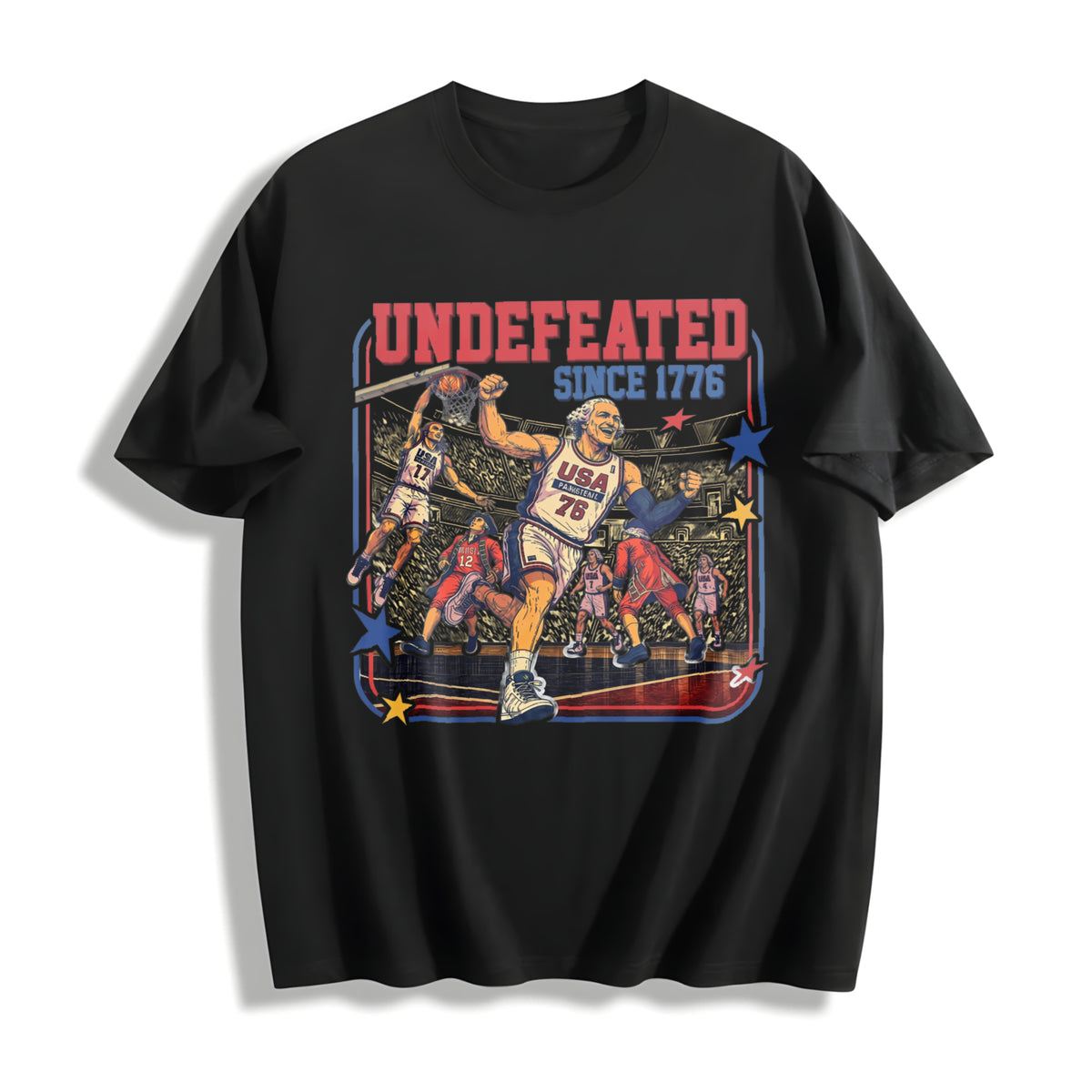 Founding Fathers Basketball Cotton T-Shirt in Black