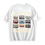 Loose Basic with Alphabets Cotton T-Shirt in White