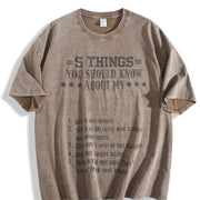 For Husband 5 Things You Should Know About My Wife Vintage Washed T-Shirt in Brown