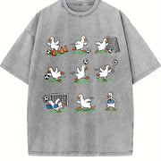 Goose Soccer Player Sport Mom Vintage Washed T-Shirt in Gray
