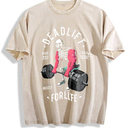 Deadlift Forever Vintage Washed T-Shirt in Beige