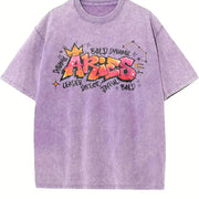 Zodiac Sign Horoscope Month Signs Celestial Star Sign vintage washed oversized T-shirt in Purple