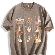 Hot Dog Lover Silly Goose Foodie Vintage Washed T-Shirt in Brown