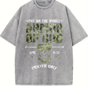 Camo Armor Of God Christians Religious Camouflage Christ vintage washed oversized T-shirt in Gray