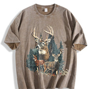 Deer 90's Retro Fall Buck And Doe Deer Americana Nostalgia vintage washed oversized T-shirt in Brown