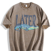 Later Gator T 90s Style 4th Of July vintage washed oversized T-shirt in Brown