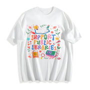 Support Public Libraries Cotton T-Shirt in White