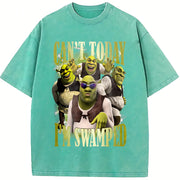 Shrek Carton Characters Vintage Washed T-Shirt in Blue