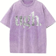 Ugh. Sarcastic Eye Roll Novelty Cute Ladies Introvert Vintage Washed T-Shirt in Purple