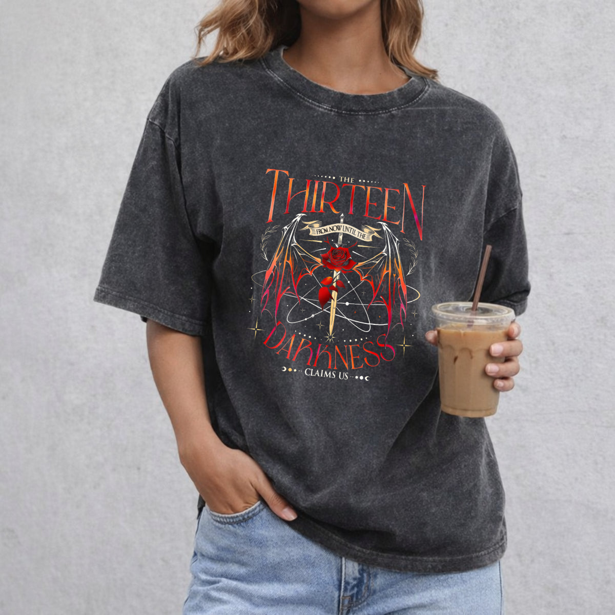 The Thirteen Throne Of Glass vintage washed oversized T-shirt in Black