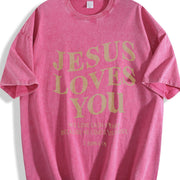Christian Jesus Is King Love You God Faith Religious Bible Vintage Washed T-Shirt in Red