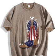 Courtesy of the Red Toby American Ride White and Blue vintage washed oversized T-shirt in Brown