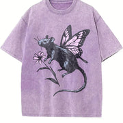 Rat Butterfly Wings Vintage Washed T-Shirt in Purple