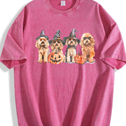 Goldendoodle Halloween Vintage Washed T-Shirt in Red