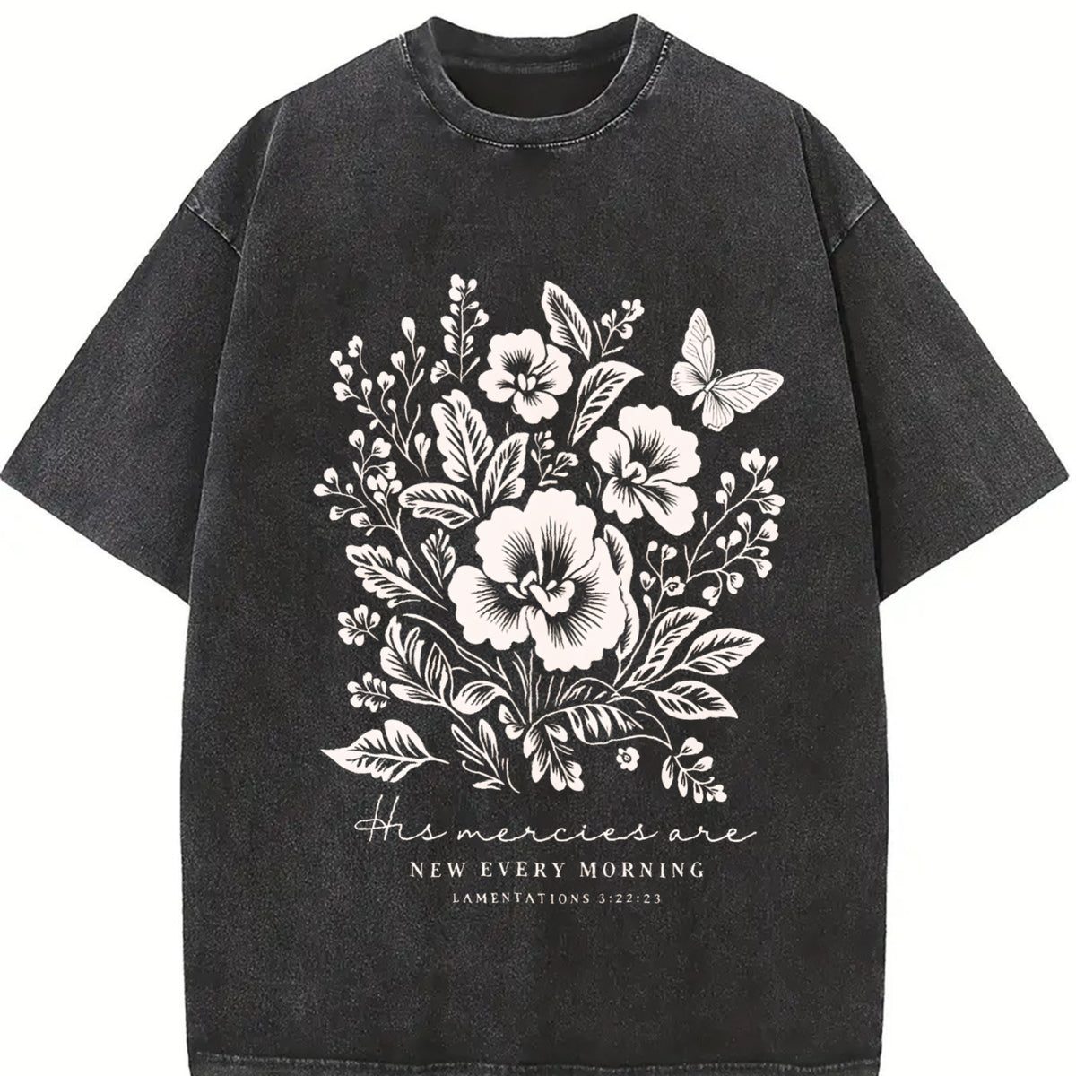 His Mercies Are New Every Morning Vintage Washed T-Shirt in Black