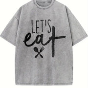Let's Eat Let's Eat Humor Lets Eat Grandma Grandpa Vintage Washed T-Shirt in Gray