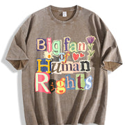 Big Fan of Human Rights Retro Vintage Washed T-Shirt in Brown
