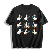 Goose Pickleball Player Cotton T-Shirt in Black