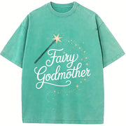Fairy Godmother Baptism Proposal Vintage Washed T-Shirt in Blue