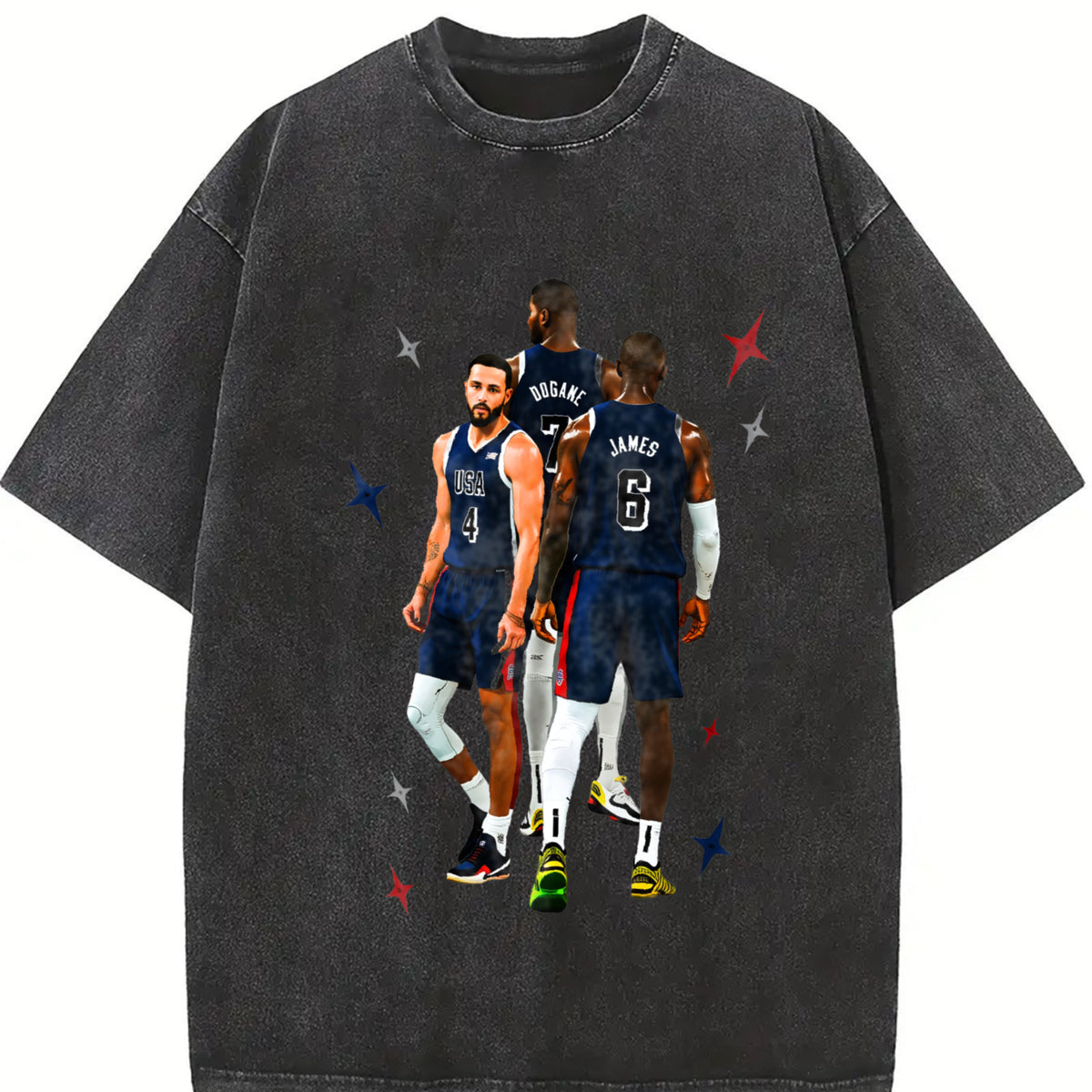 Steph Bron Durant BIG 3 USA Champ Custom vintage washed oversized T-shirt in Black