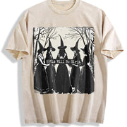 Girls Will Be Girls Witch Vintage Washed T-Shirt in Beige