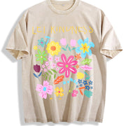 Let Kindness Bloom Vintage Washed T-Shirt in Beige