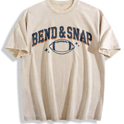 Retro Football Bend and Snap Football Sports Season Vintage Washed T-Shirt in Beige