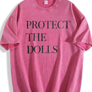 Protect the Dolls – Feminist Empowerment Message vintage washed oversized T-shirt in Red