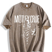 MOTLEY CRUE DR FEELGOOD Grunge Album Rock Lover vintage washed oversized T-shirt in Brown