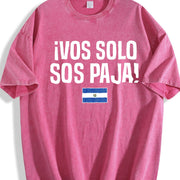 Vos Solo Sos Paja Salvadoran Slang El Salvador Flag vintage washed oversized T-shirt in Red