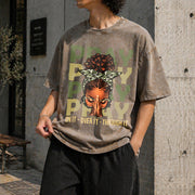 Pray on It Pray Over It Black Woman Afro Christian Sayings Vintage Washed T-Shirt in Brown