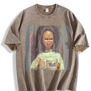Wut Mug Angry Doll Vintage Washed T-Shirt in Brown