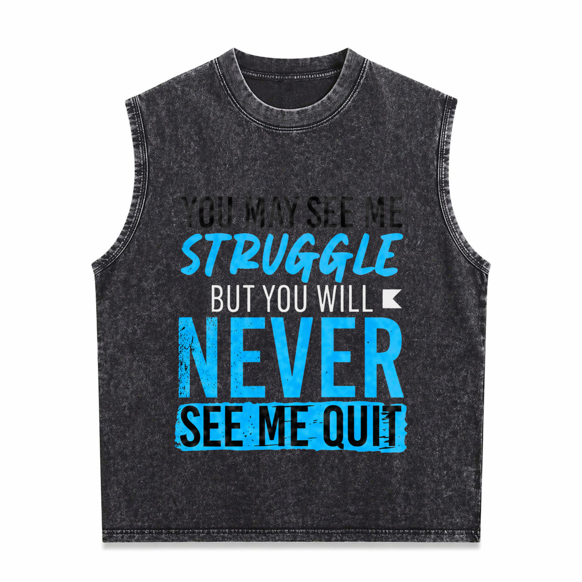 Never Give Up Vintage Washed Tank Top in Black