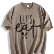 Let's Eat Let's Eat Humor Lets Eat Grandma Grandpa Vintage Washed T-Shirt in Brown