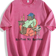 It's Past My Bedtime Sleepy Bear Vintage Washed T-Shirt in Red