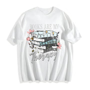 Books Are My Therapy Cotton T-Shirt in White