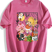 Rainbow Bright Brite Halloween 90s Halloween vintage washed oversized T-shirt in Red