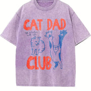 Cat Dad Cat Lover Vintage Washed T-Shirt in Purple