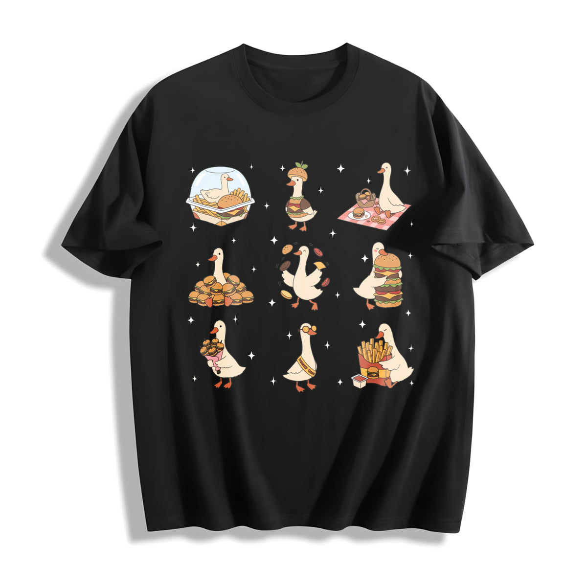 Burger Lover Silly Goose Cotton T-Shirt in Black
