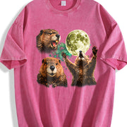 Beaver Moon Retro Vintage Washed T-Shirt in Red
