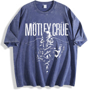 MOTLEY CRUE DR FEELGOOD Grunge Album Rock Lover vintage washed oversized T-shirt in Blue