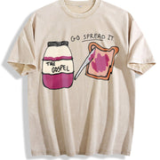 Dark Gray Gospel Christian Humor Go Spread It Bread Jam Vintage Washed T-Shirt in Beige