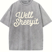 Well Sheeyit Vulgar Vintage Washed T-Shirt in Gray