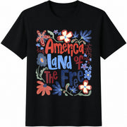America Land of the Free Cotton T-Shirt in Black