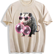 Bubblegum Opossum Vintage Washed T-Shirt in Beige