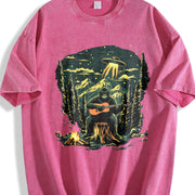 Retro Gorilla Making Music Vintage Washed T-Shirt in Red