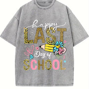 Happy Last Day of School Vintage Washed T-Shirt in Gray