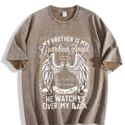My Brother Is My Guardian Vintage Washed T-Shirt in Brown