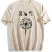 Blow Me Dandelion Vintage Washed T-Shirt in Beige